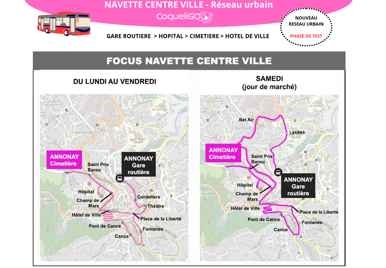 Horaires Navette du centre ville réseau urbain